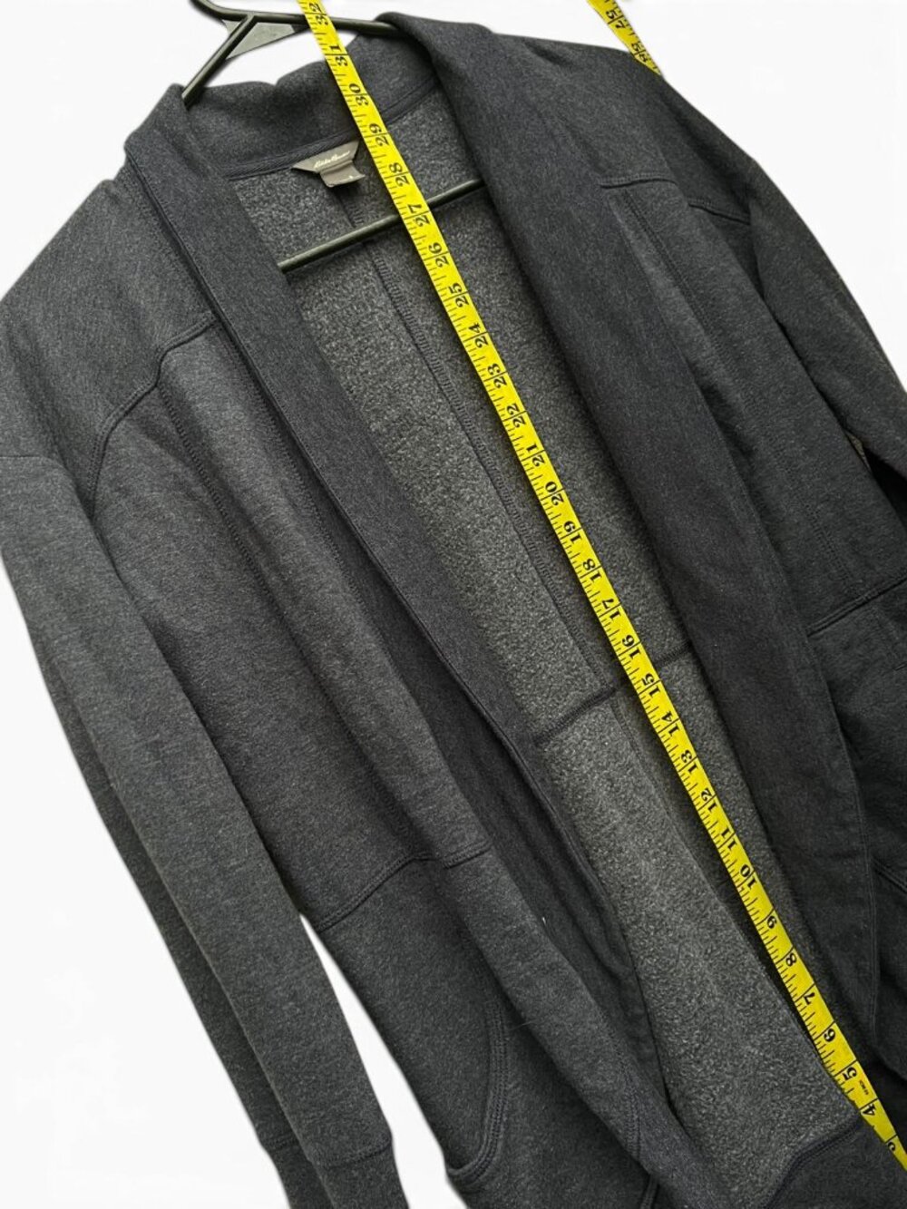 Eddie Bauer Grey Open Front Cozy Fleece Cardigan Wrap Jacket Size S